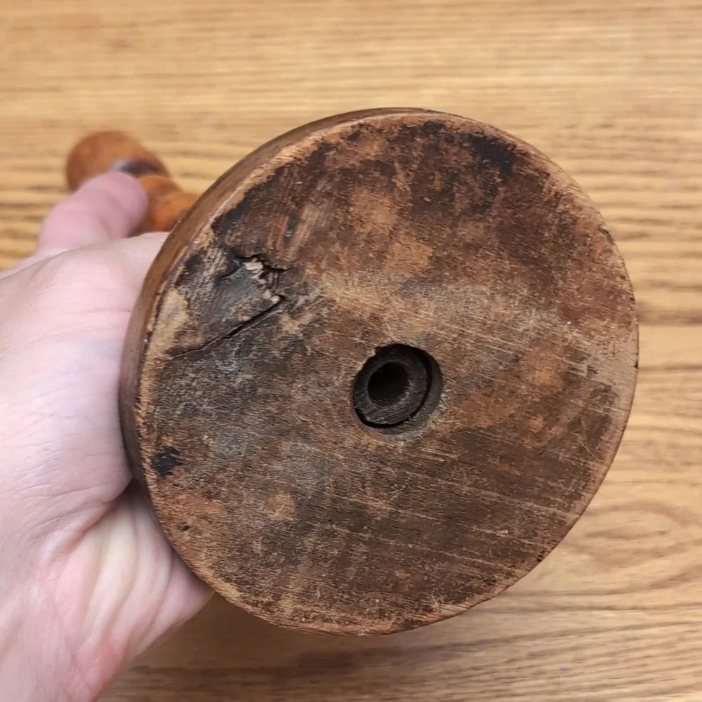 Vintage Wooden Taper Candle Holder Brown Wood Candlestick